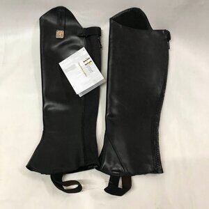Huntley Equestrian Small Black Leather Half Chaps Ultra Soft Custom Fit Back Zip
